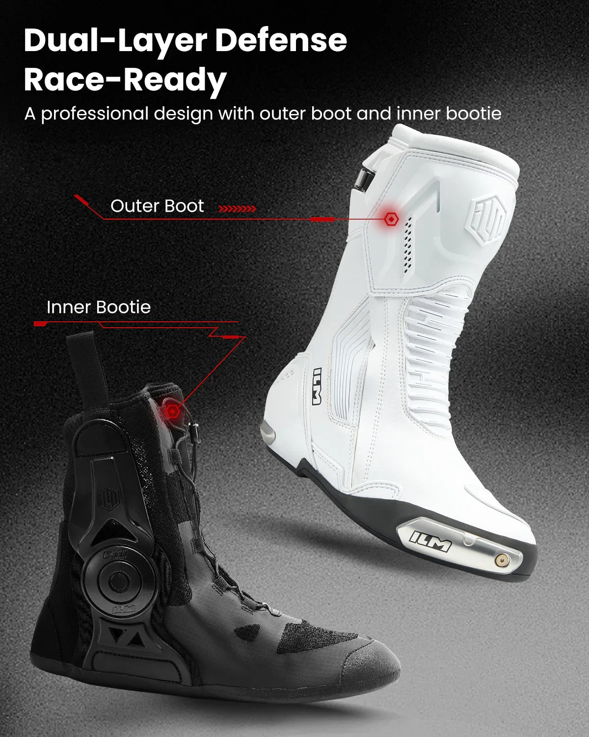 ILM Motorcycle Racing Boots Ventilated Anti Slip Protective Gear