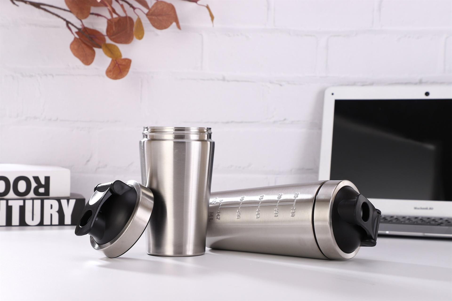 Stainless Steel Protein Shaker Bottle Sports Cup Lid
