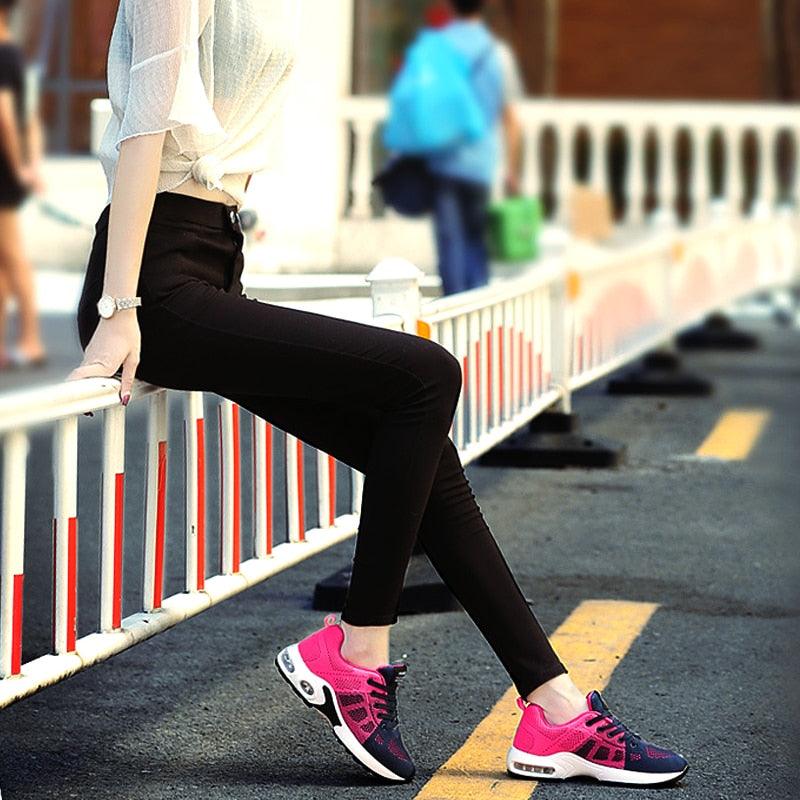 Women Athletic Platform Sneakers Breathable Height Increasing Running Shoes
