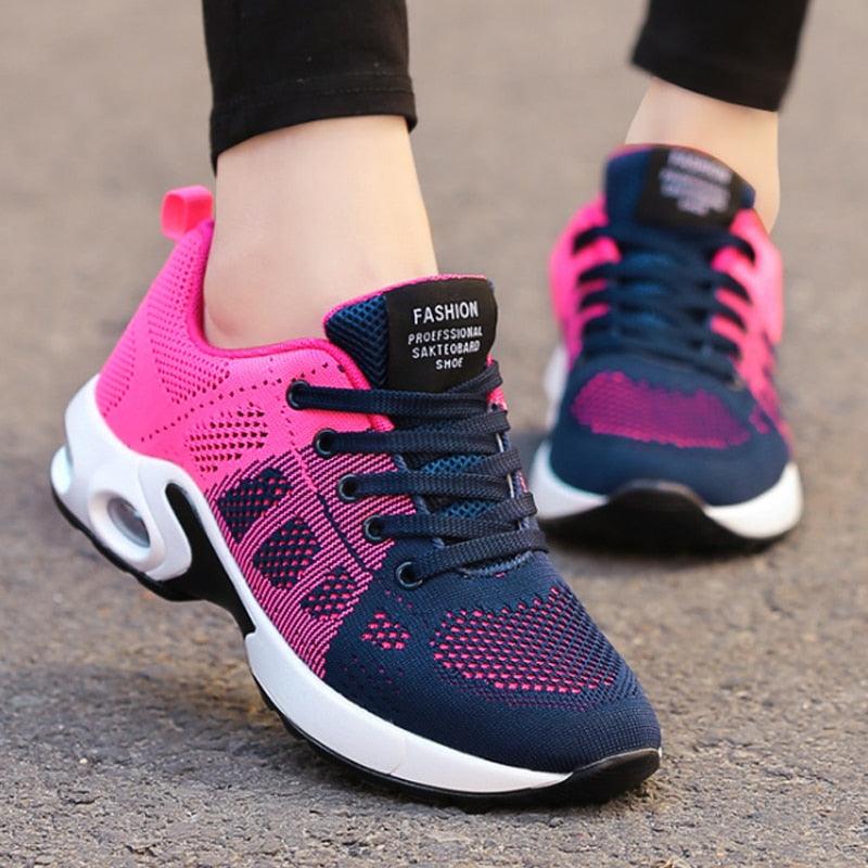 Women Athletic Platform Sneakers Breathable Height Increasing Running Shoes