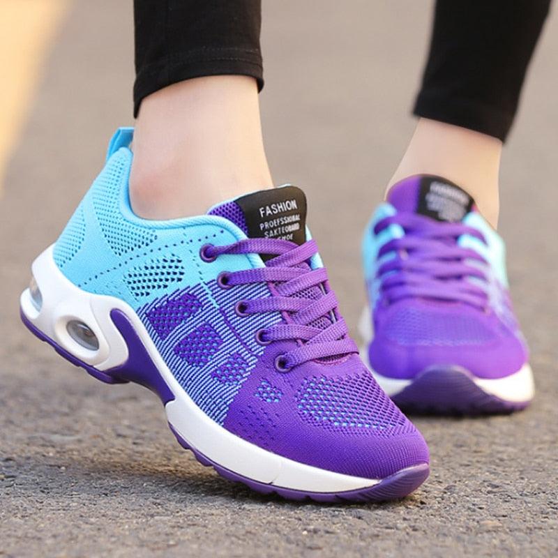 Women Athletic Platform Sneakers Breathable Height Increasing Running Shoes