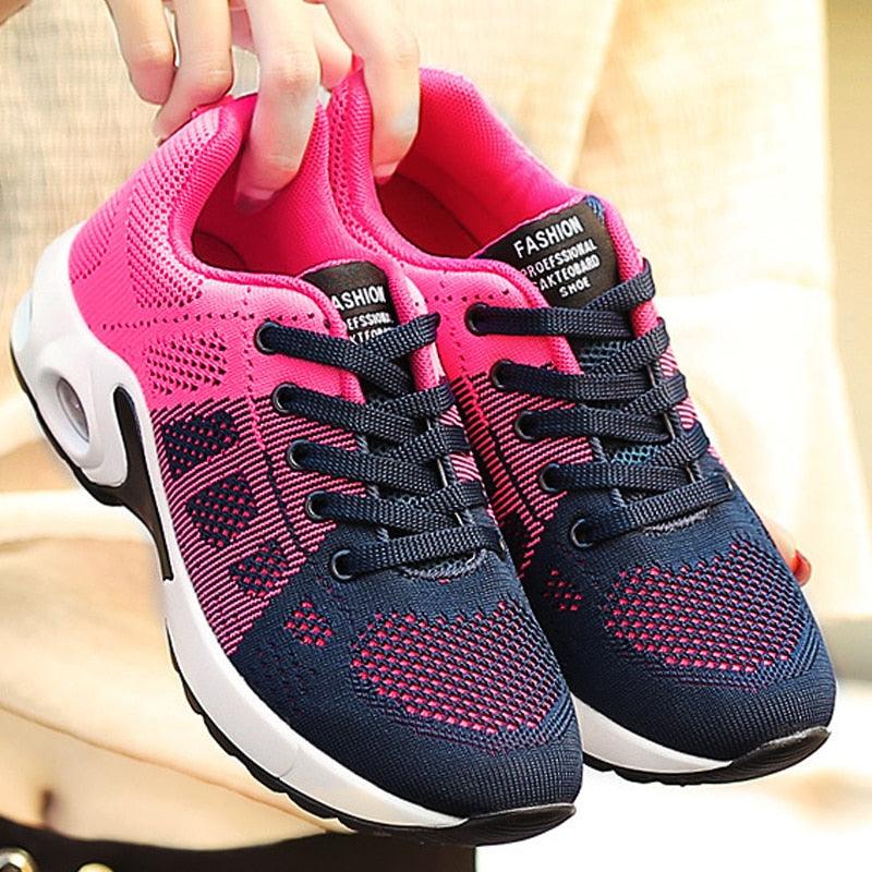 Women Athletic Platform Sneakers Breathable Height Increasing Running Shoes
