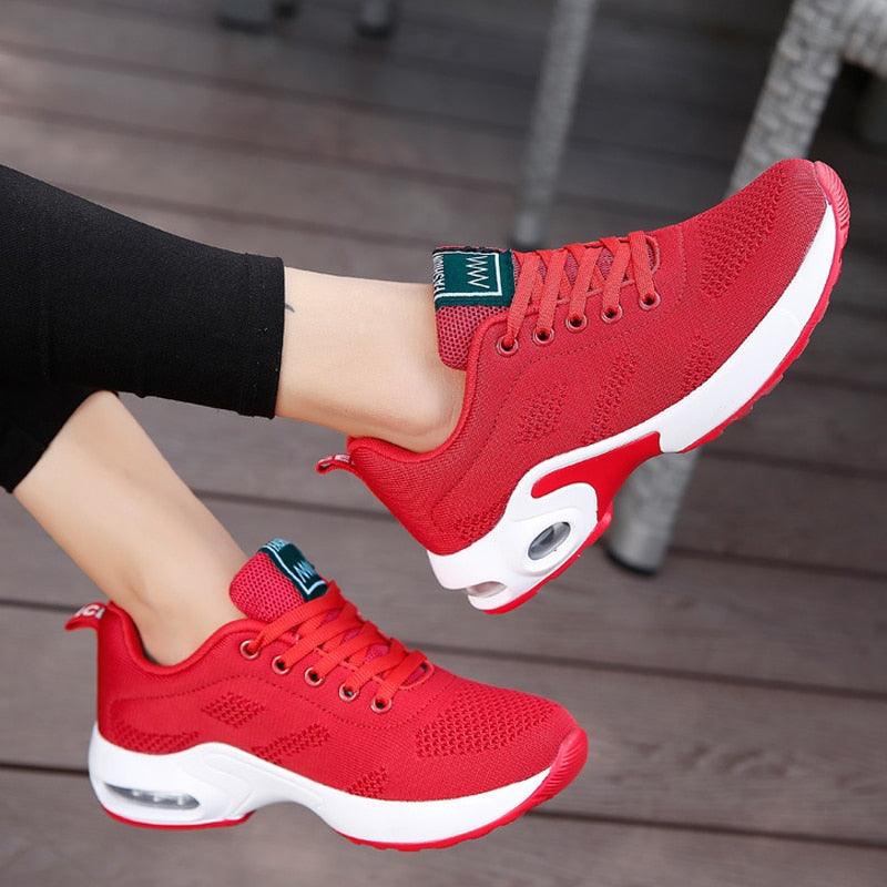 Women Athletic Platform Sneakers Breathable Height Increasing Running Shoes