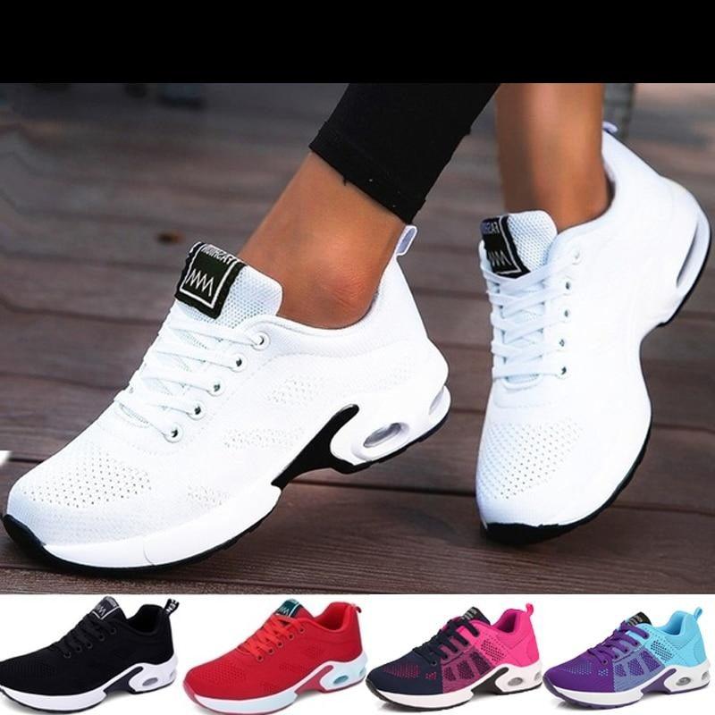 Women Athletic Platform Sneakers Breathable Height Increasing Running Shoes