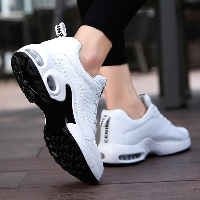 Women Athletic Platform Sneakers Breathable Height Increasing Running Shoes