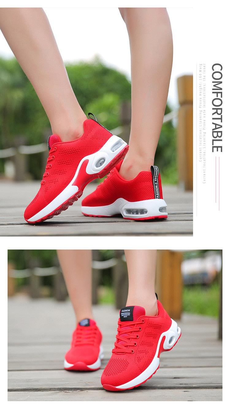 Women Athletic Platform Sneakers Breathable Height Increasing Running Shoes