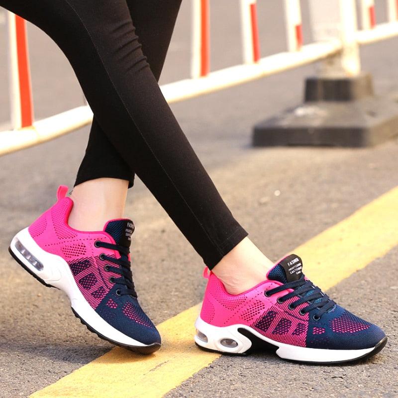 Women Athletic Platform Sneakers Breathable Height Increasing Running Shoes