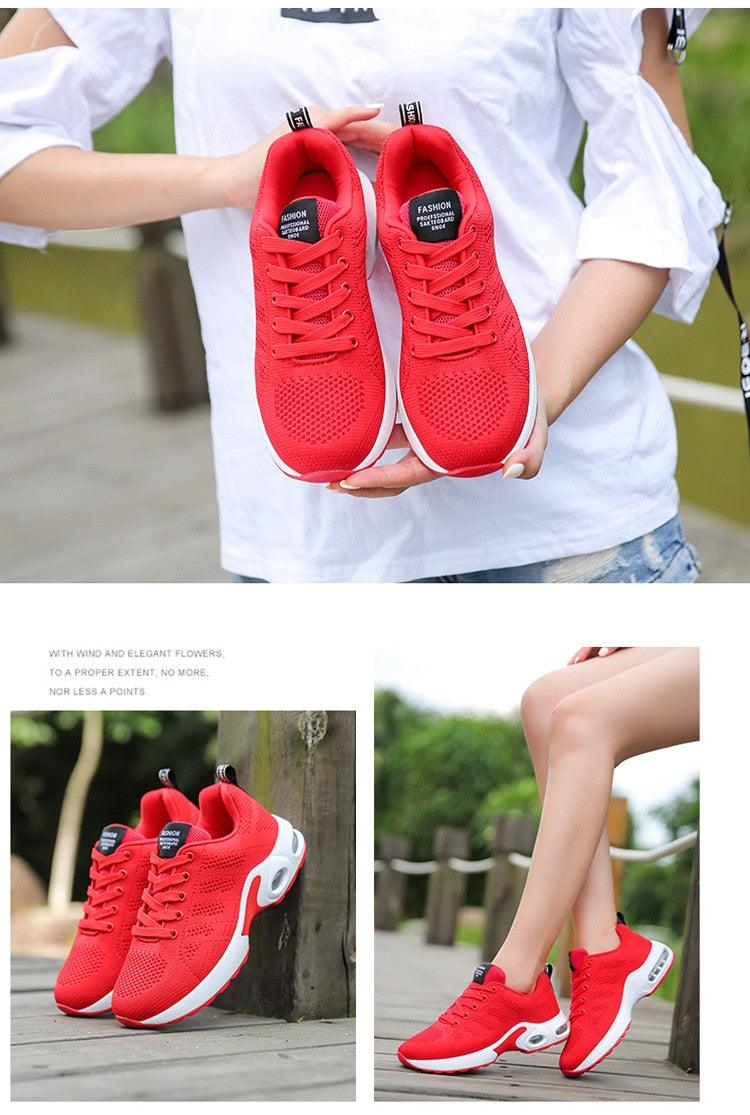 Women Athletic Platform Sneakers Breathable Height Increasing Running Shoes
