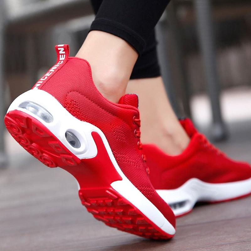 Women Athletic Platform Sneakers Breathable Height Increasing Running Shoes