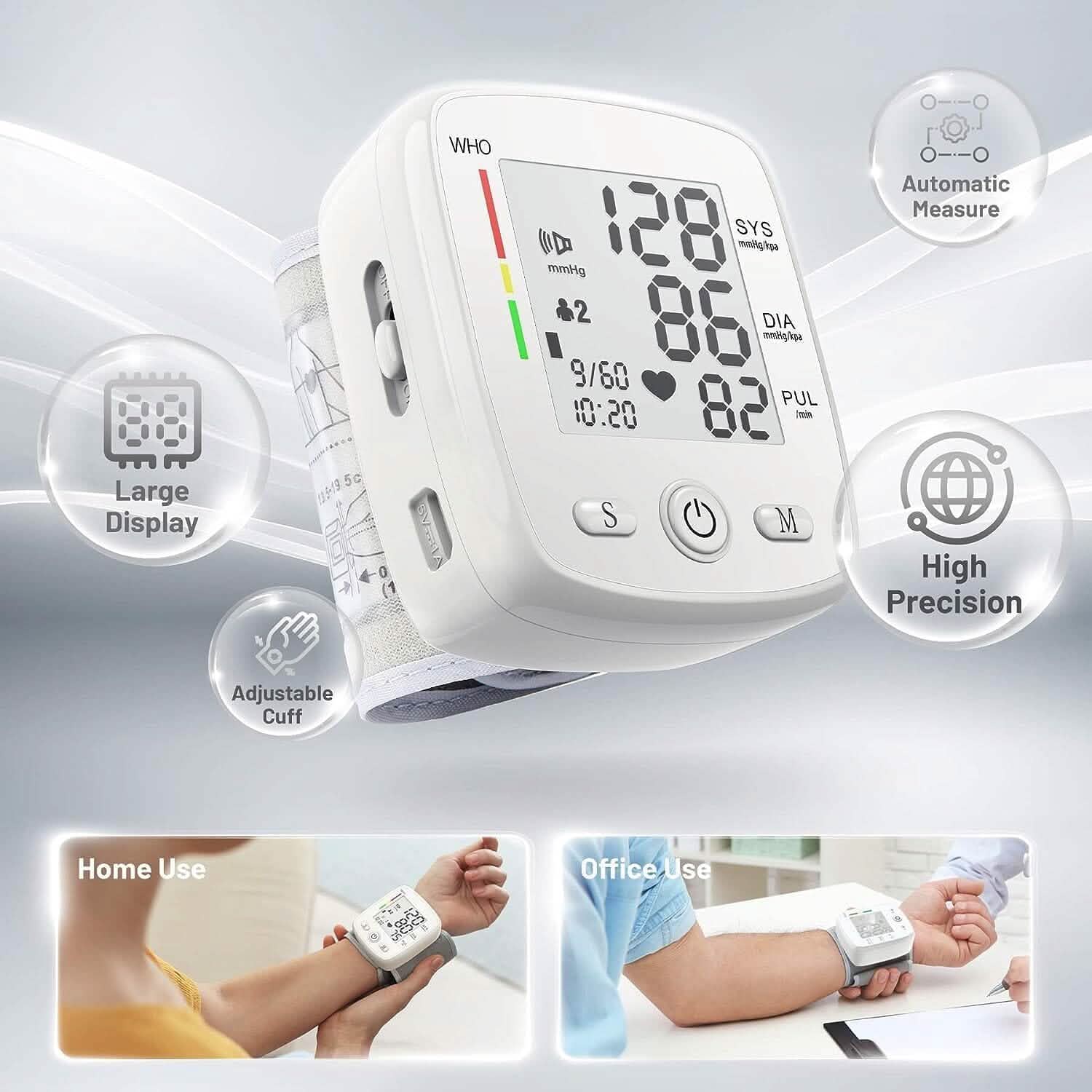 Digital Wrist Blood Pressure Monitor Automatic Memory Voice