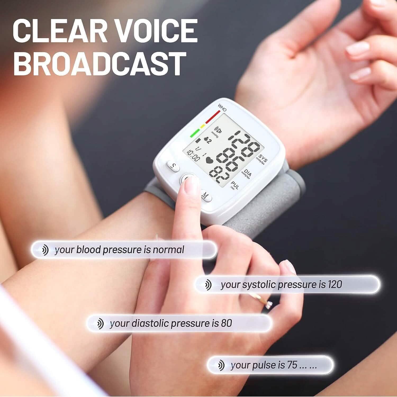 Digital Wrist Blood Pressure Monitor Automatic Memory Voice