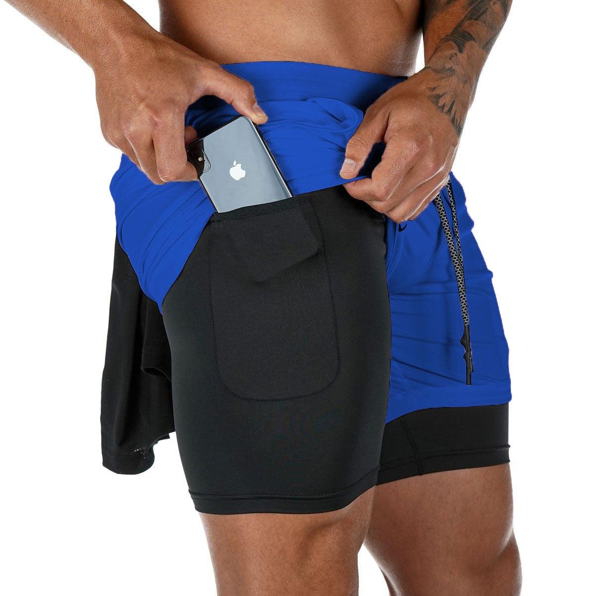 Men Camo 2-in-1 Quick Dry Running Gym Workout Shorts