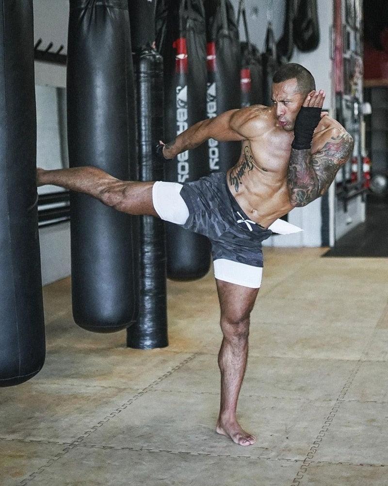 Men Camo 2-in-1 Quick Dry Running Gym Workout Shorts