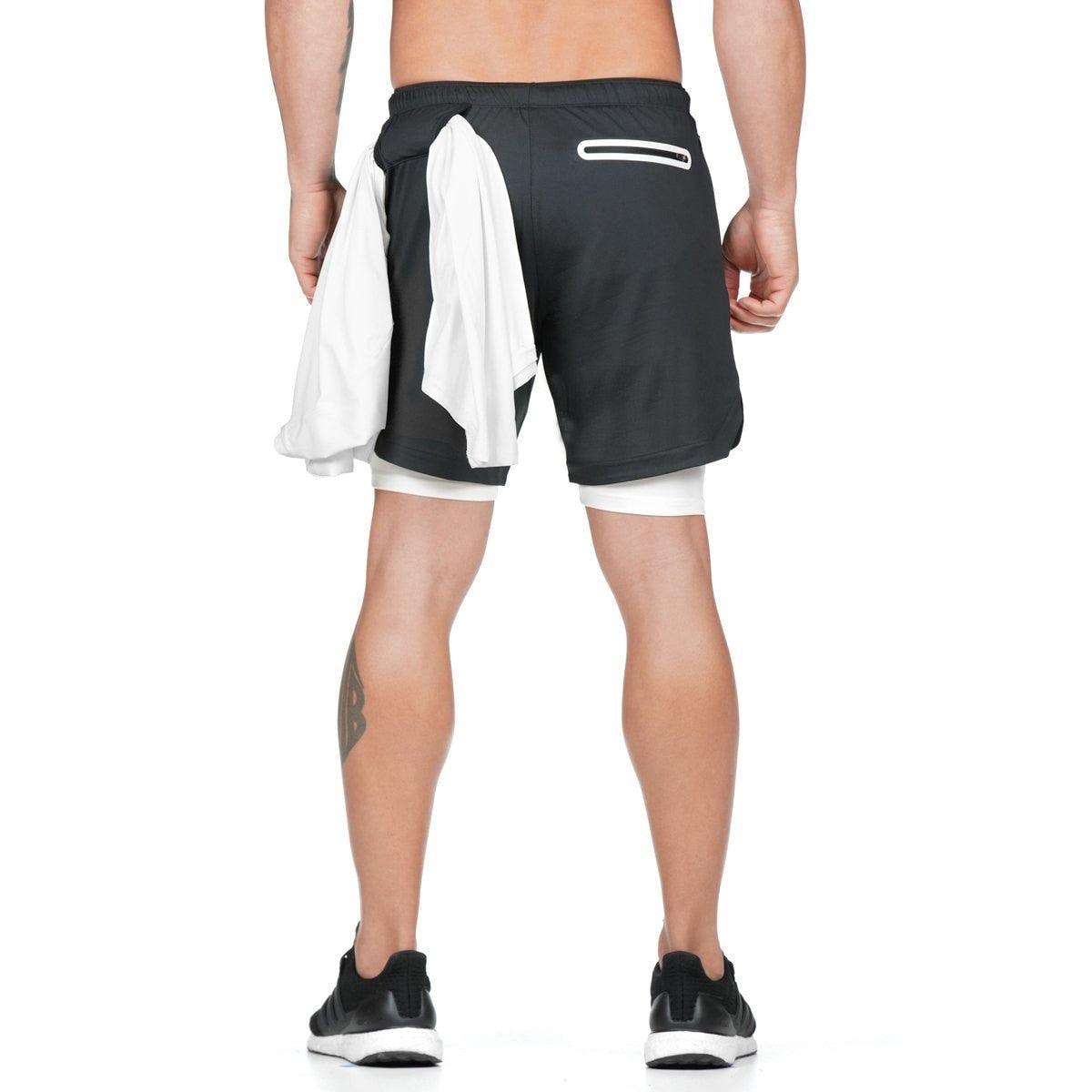 Men Camo 2-in-1 Quick Dry Running Gym Workout Shorts