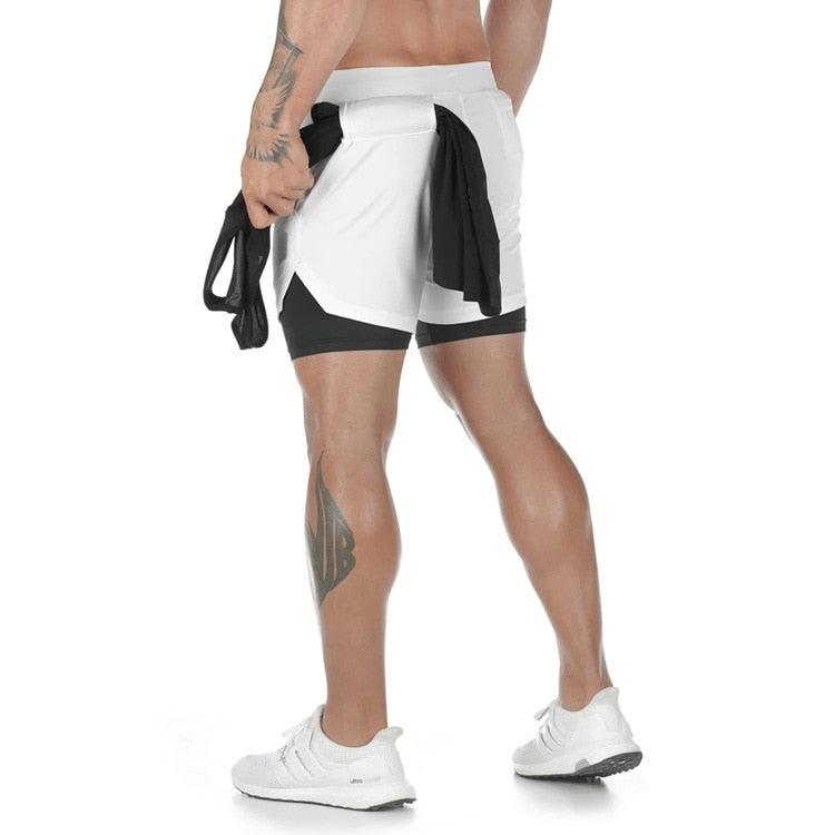 Men Camo 2-in-1 Quick Dry Running Gym Workout Shorts