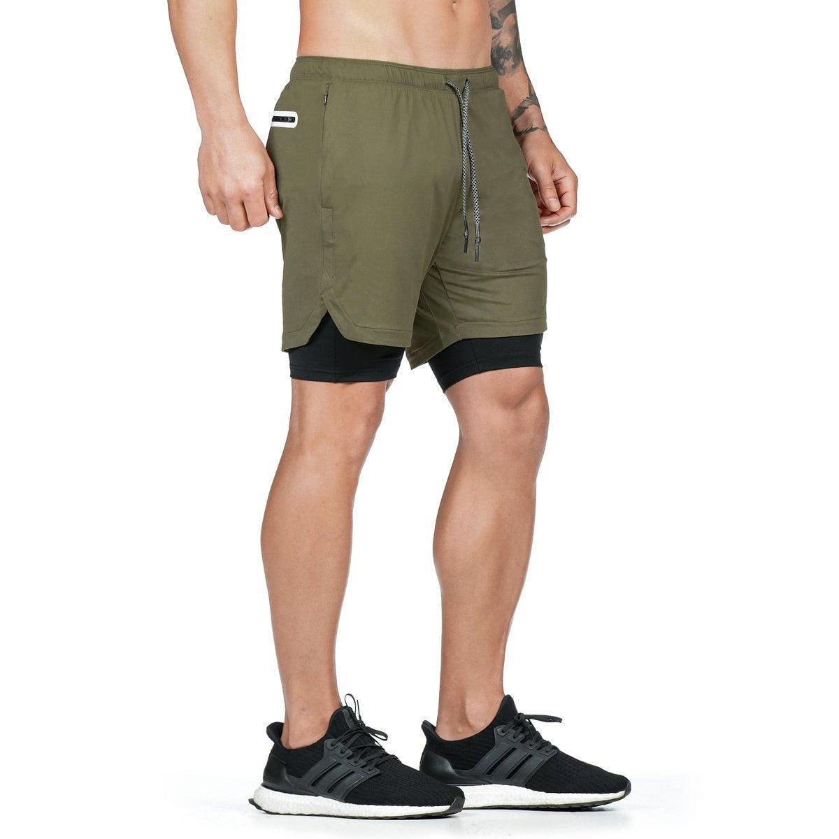 Men Camo 2-in-1 Quick Dry Running Gym Workout Shorts
