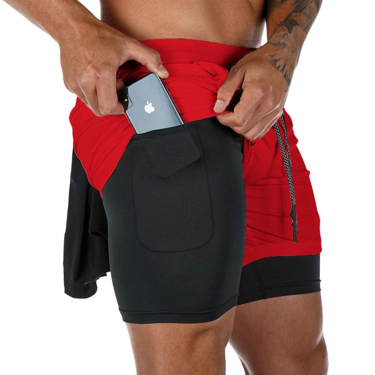 Men Camo 2-in-1 Quick Dry Running Gym Workout Shorts