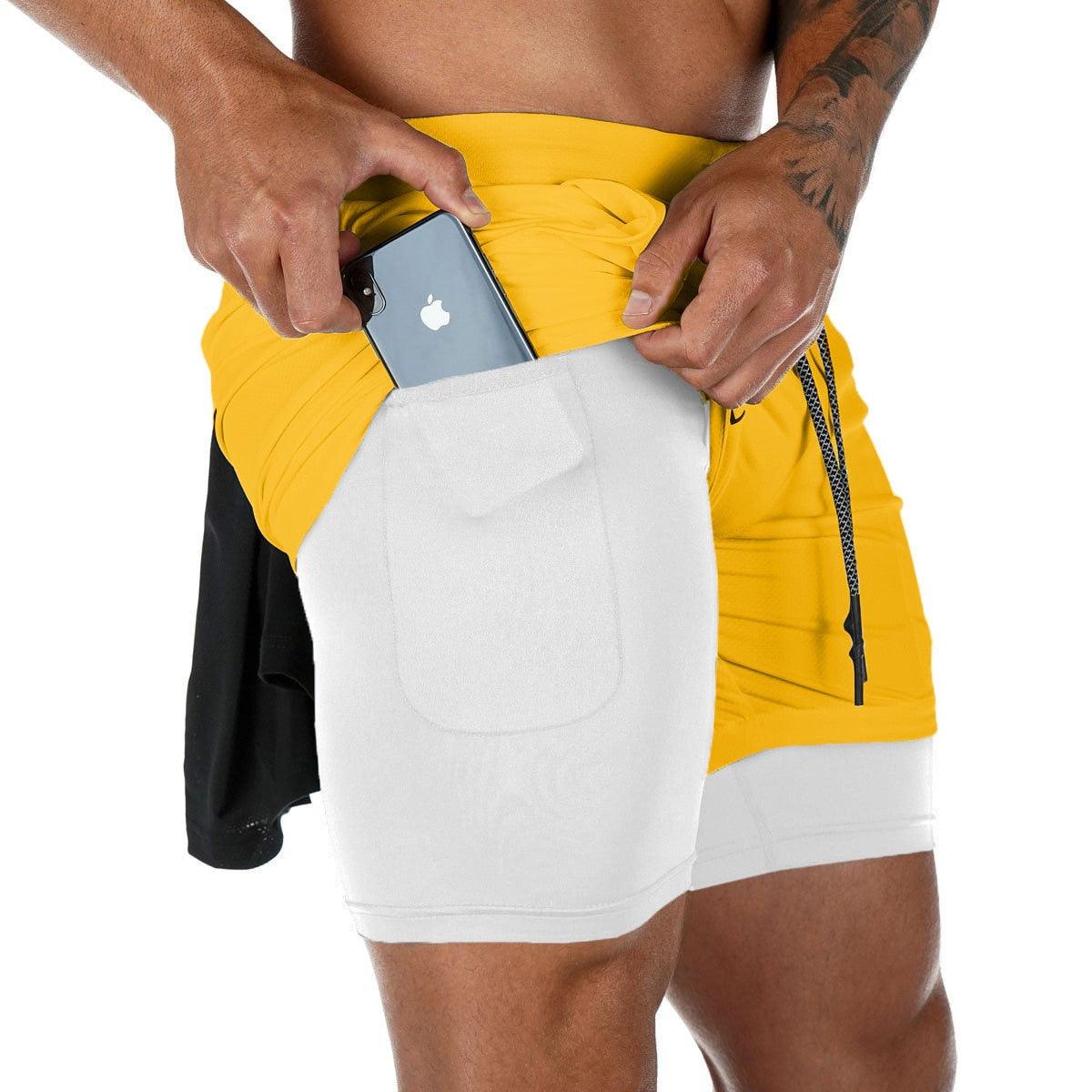 Men Camo 2-in-1 Quick Dry Running Gym Workout Shorts