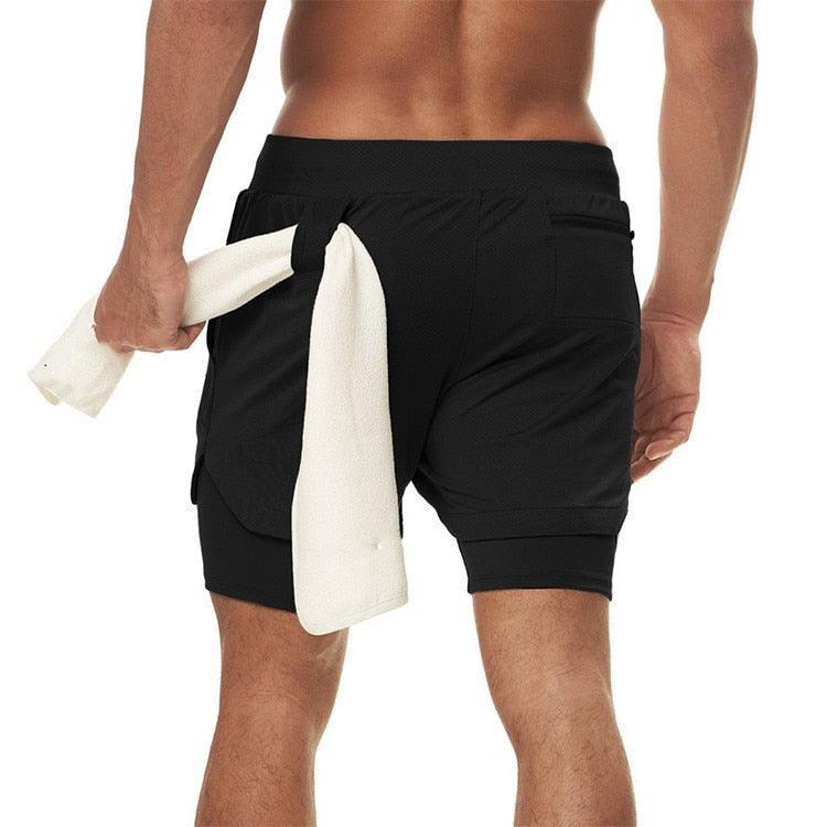 Men Camo 2-in-1 Quick Dry Running Gym Workout Shorts