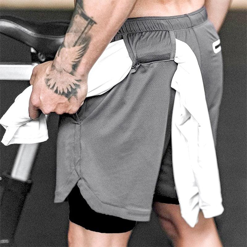 Men Camo 2-in-1 Quick Dry Running Gym Workout Shorts