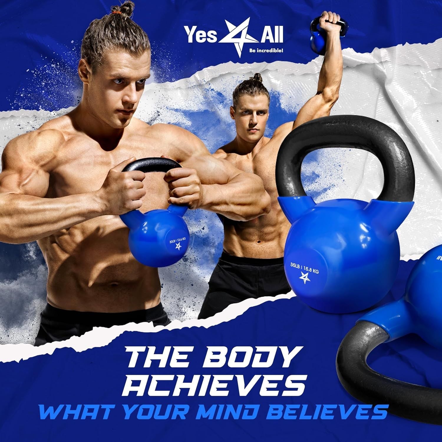 Vinyl Coated Cast Iron Kettlebell Strength Training Home Gym Equipment