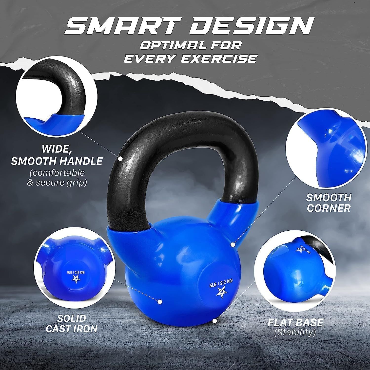 Vinyl Coated Cast Iron Kettlebell Strength Training Home Gym Equipment