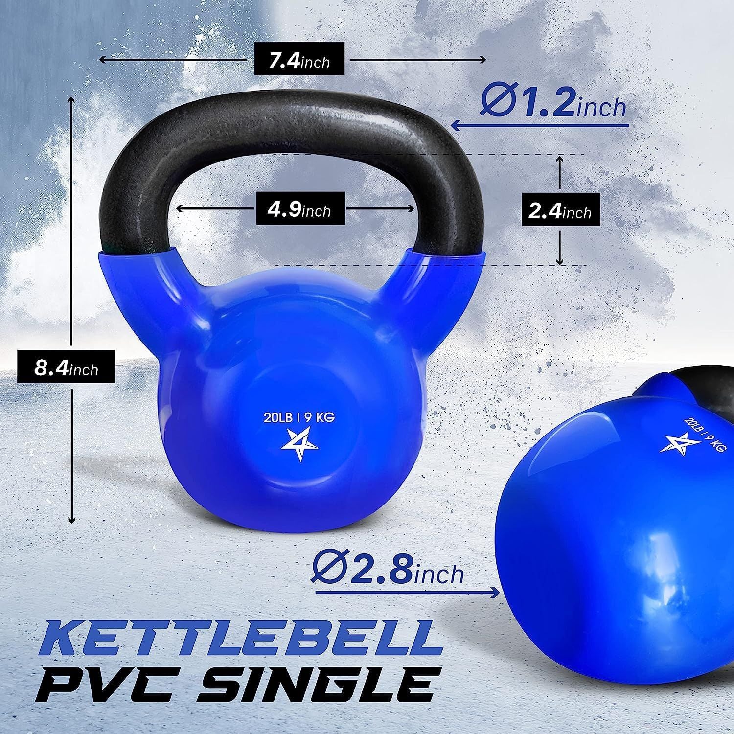 Vinyl Coated Cast Iron Kettlebell Strength Training Home Gym Equipment