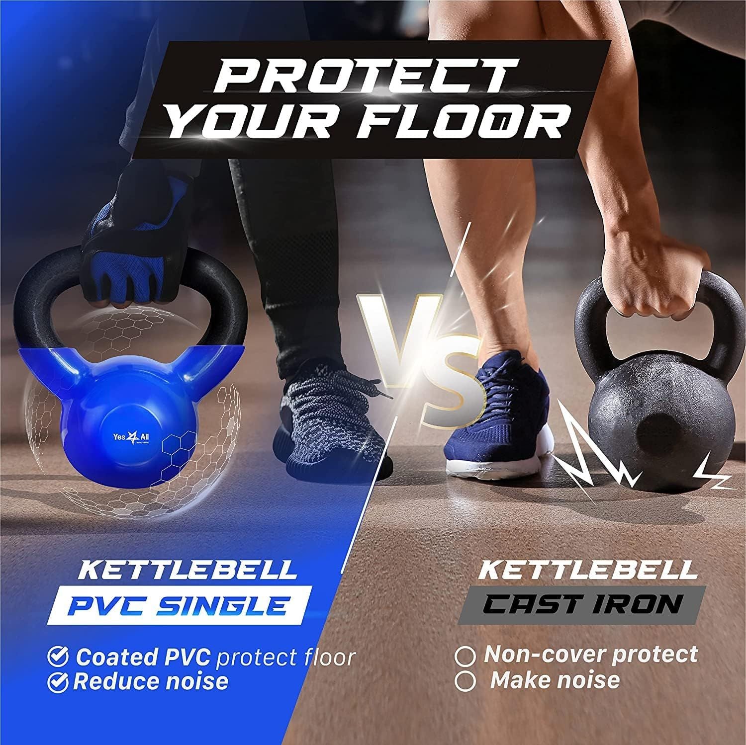 Vinyl Coated Cast Iron Kettlebell Strength Training Home Gym Equipment