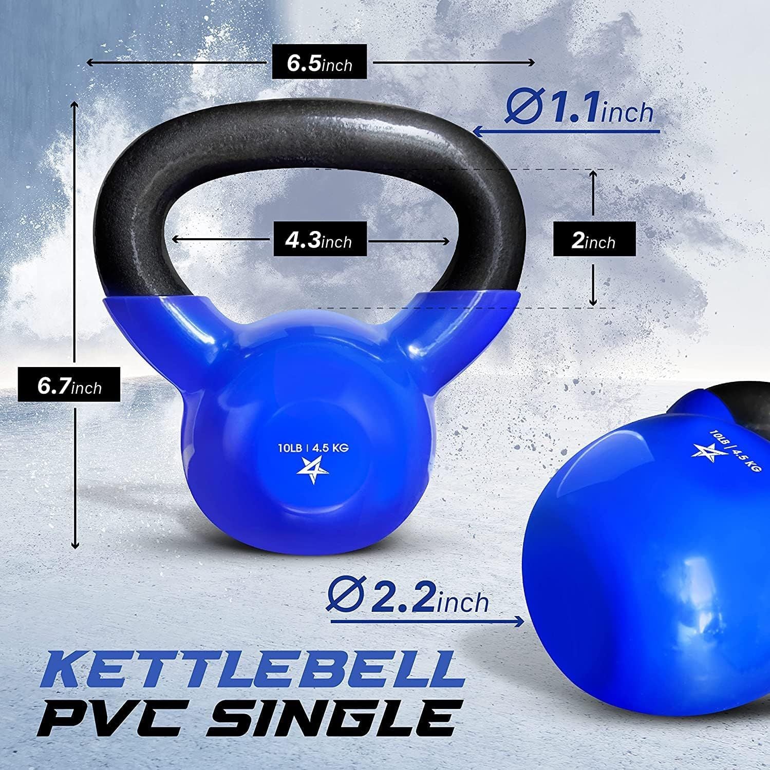 Vinyl Coated Cast Iron Kettlebell Strength Training Home Gym Equipment