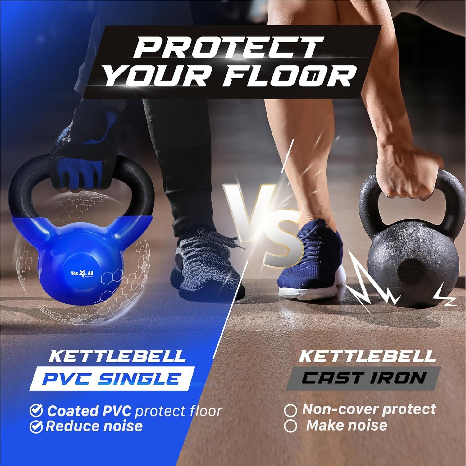 Vinyl Coated Cast Iron Kettlebell Strength Training Home Gym Equipment