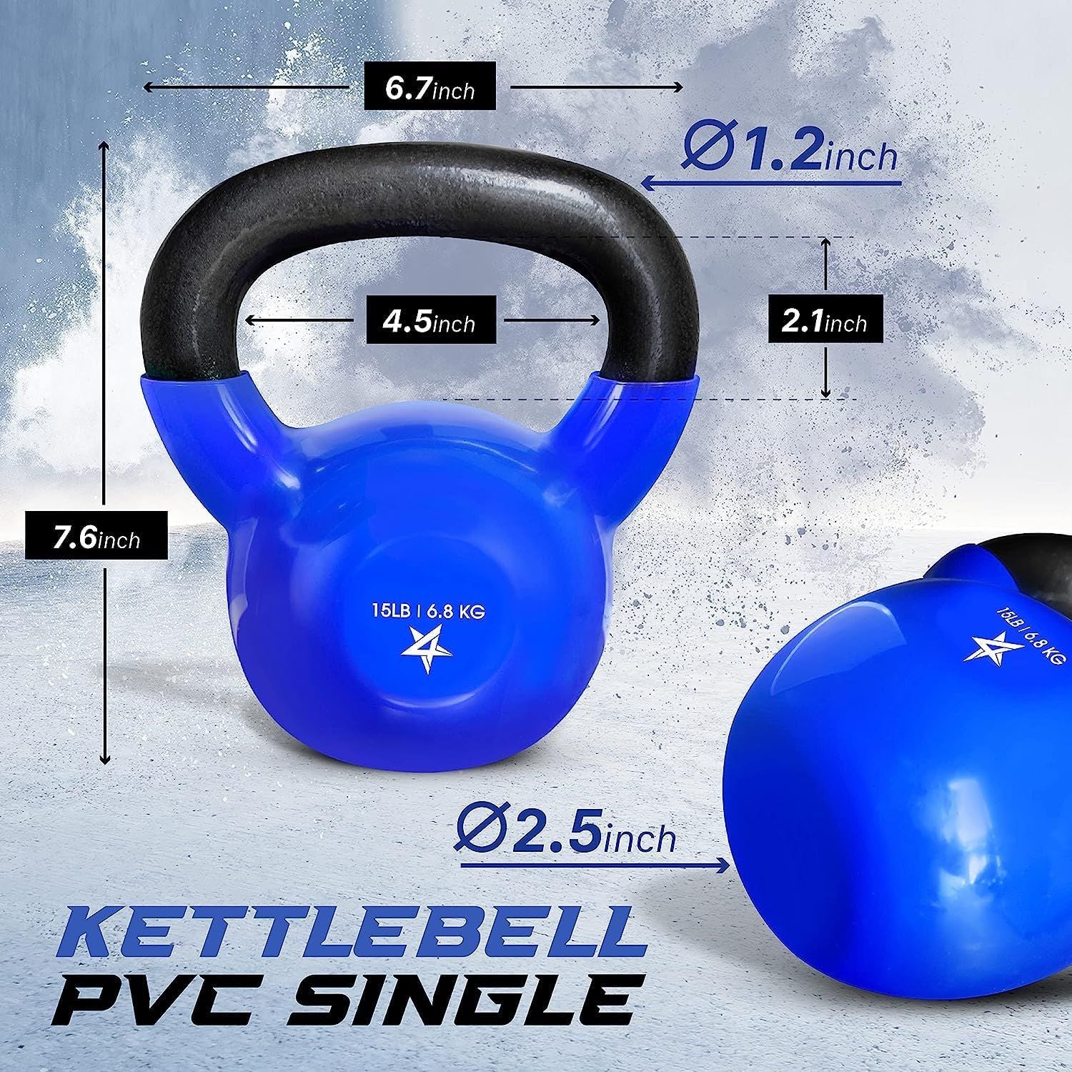 Vinyl Coated Cast Iron Kettlebell Strength Training Home Gym Equipment