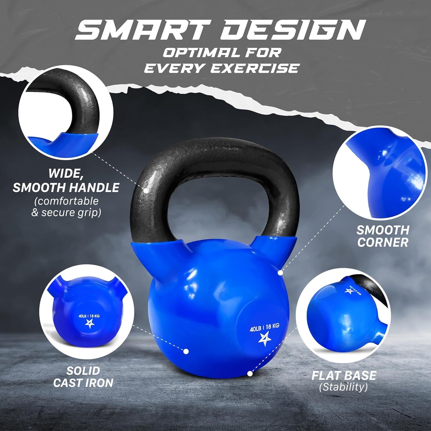 Vinyl Coated Cast Iron Kettlebell Strength Training Home Gym Equipment