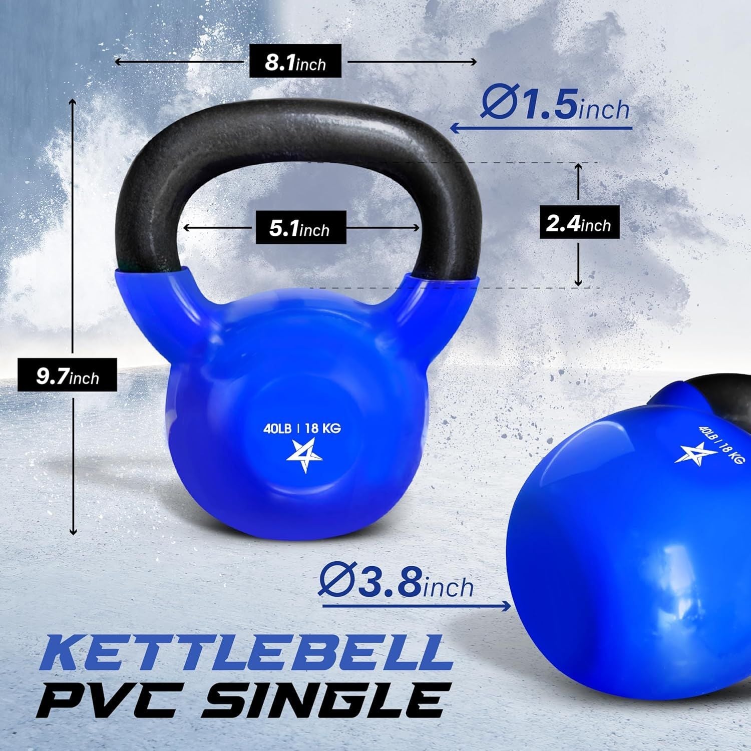 Vinyl Coated Cast Iron Kettlebell Strength Training Home Gym Equipment