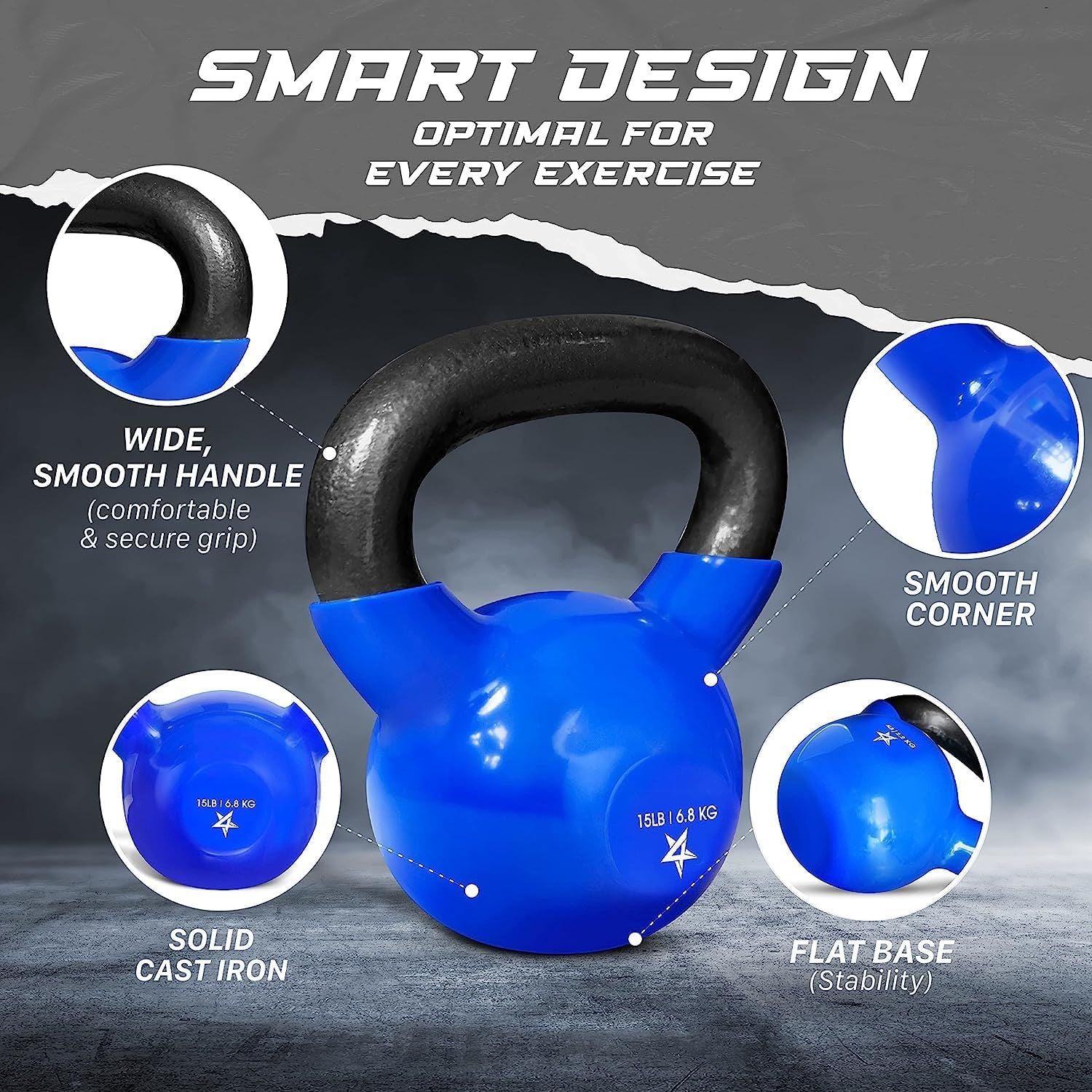 Vinyl Coated Cast Iron Kettlebell Strength Training Home Gym Equipment