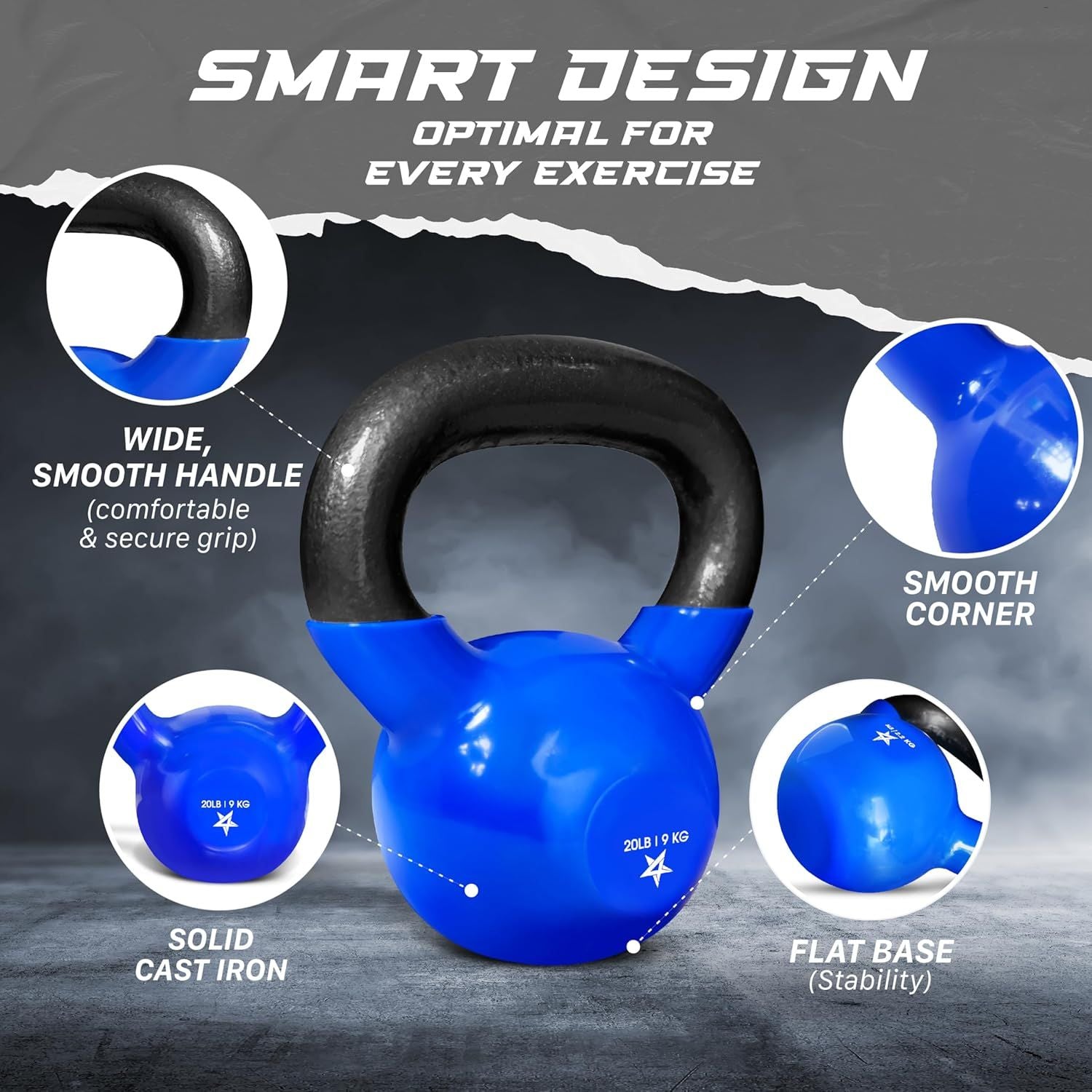 Vinyl Coated Cast Iron Kettlebell Strength Training Home Gym Equipment