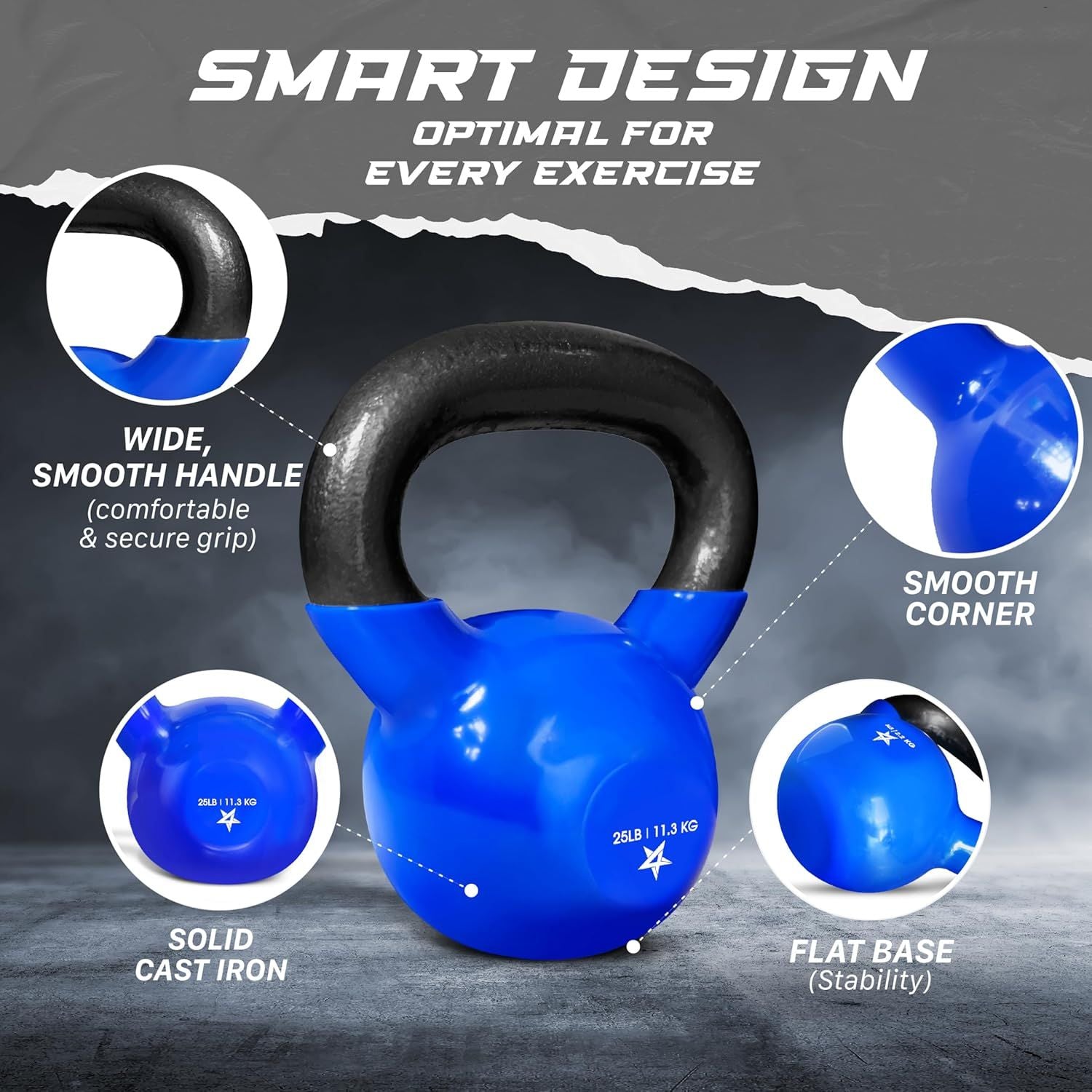 Vinyl Coated Cast Iron Kettlebell Strength Training Home Gym Equipment