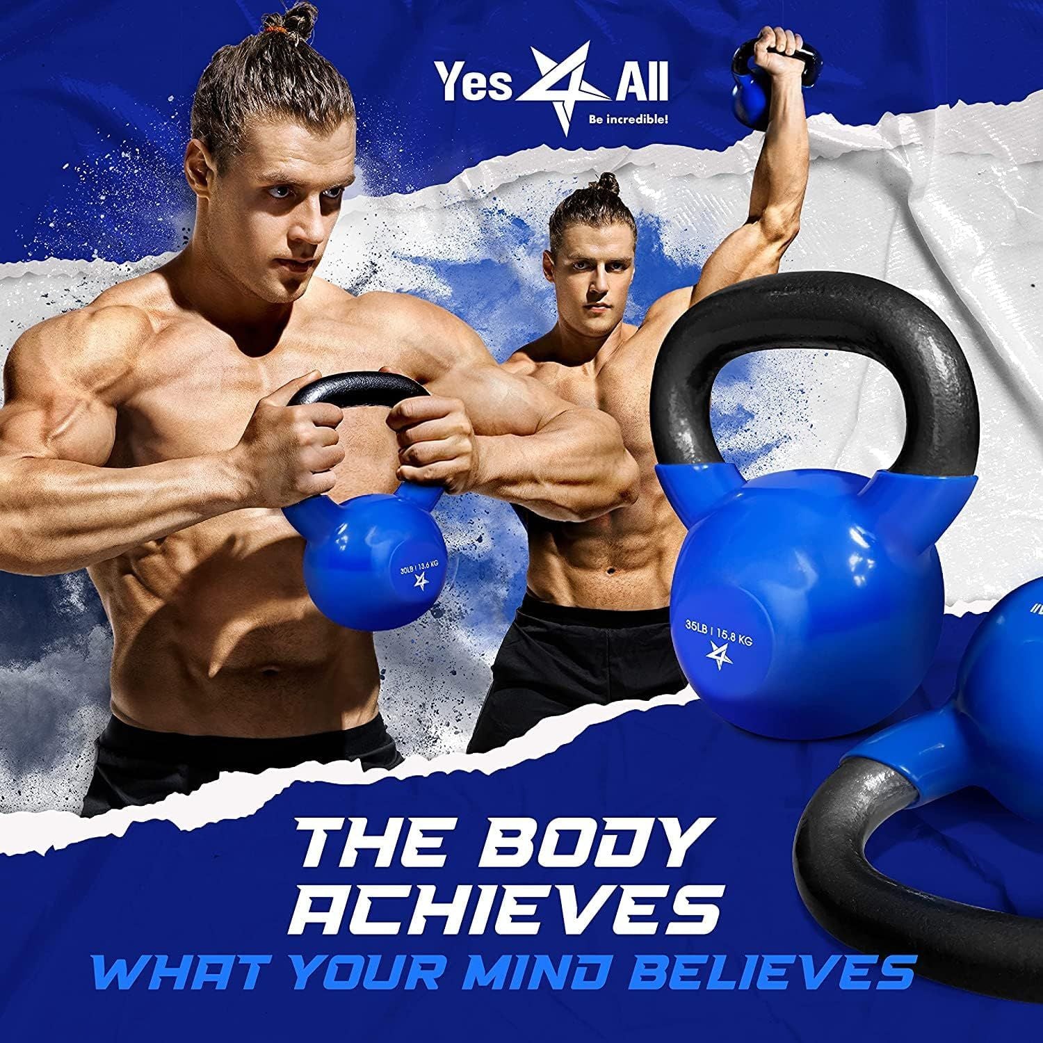 Vinyl Coated Cast Iron Kettlebell Strength Training Home Gym Equipment