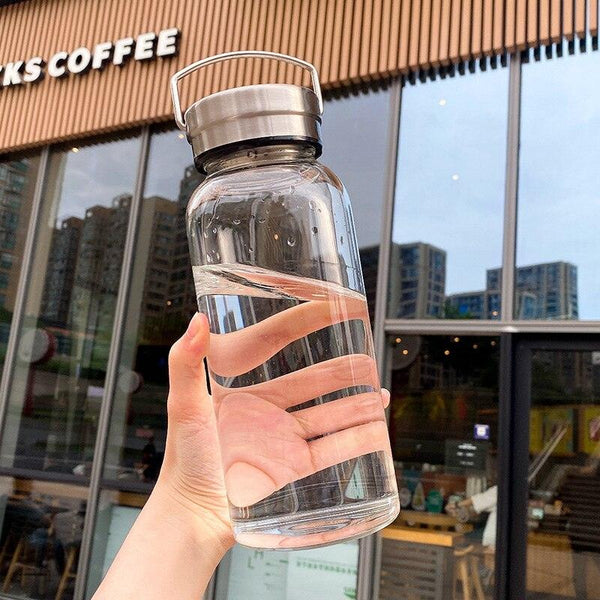 Large Capacity Transparent Glass Water Bottle Outdoor Sports Drinkware