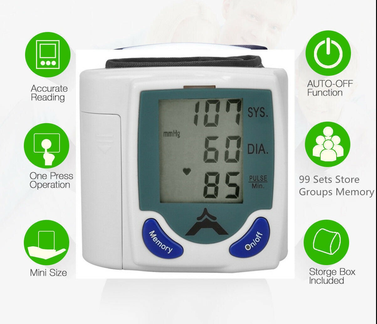 Digital Wrist Blood Pressure Monitor Home Health Device